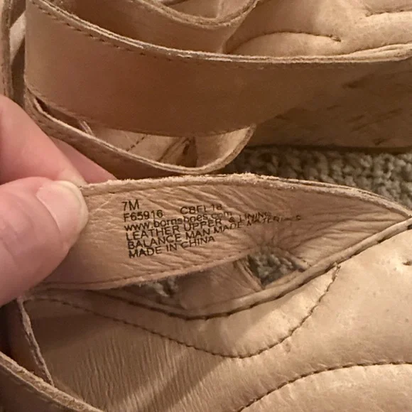 Born Tan Leather Wedge Sandals - Picture 3 of 7